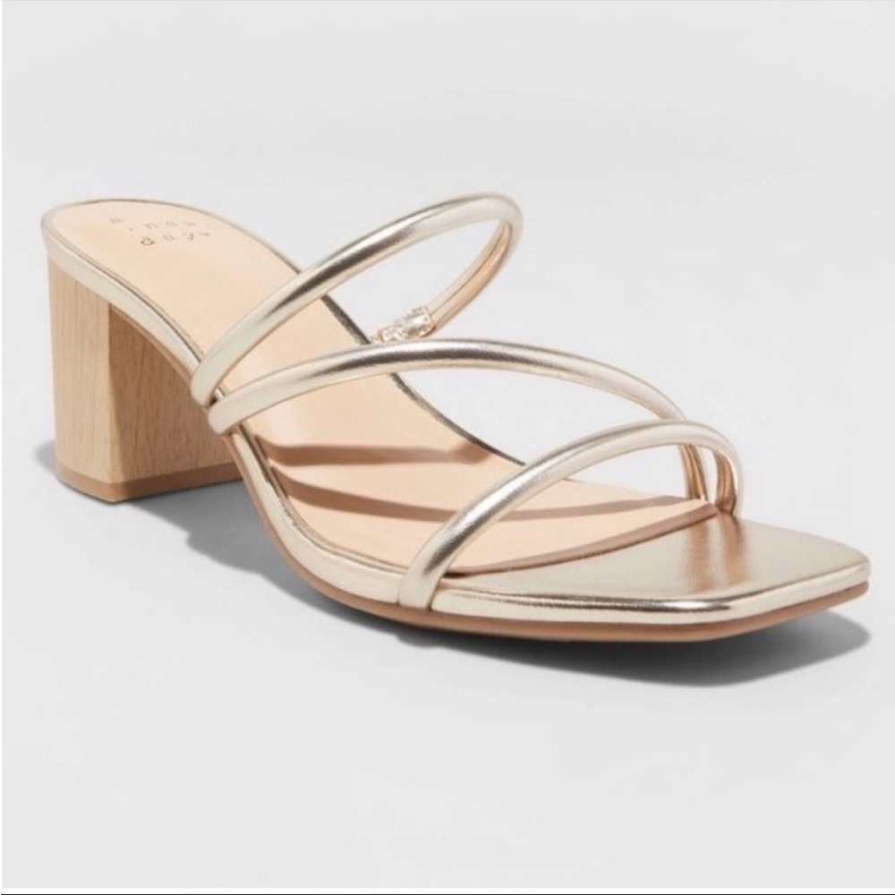 NWT A New Day Nessus Gold Strappy Heels, Size 12
